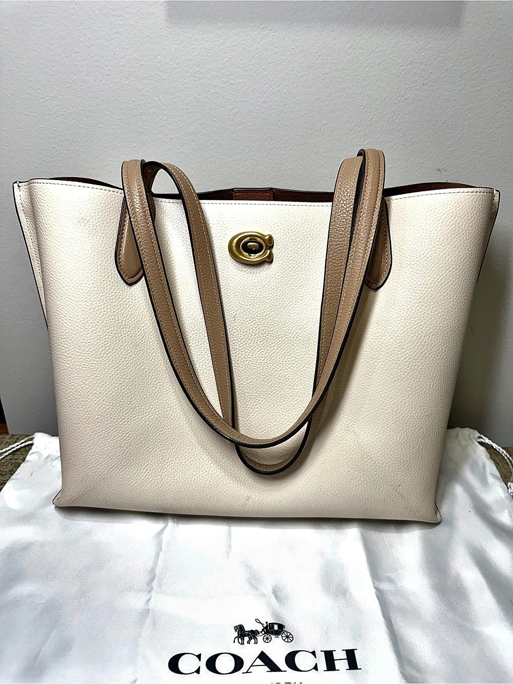 Coach willow Tote Bag in Cream & Brown